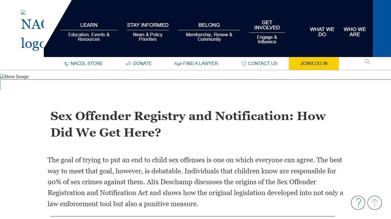NACDL - Sex Offender Registry and Notification: How Did We Get Here?